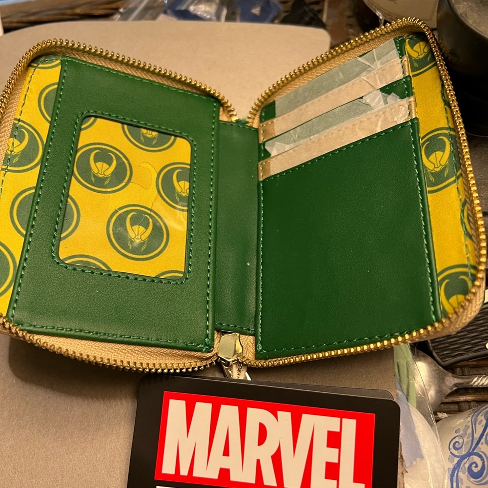 LOUNGEFLY MARVEL Loki Metallic Green Wallet NWT Brand New by Loungefly - Picture 2 of 4